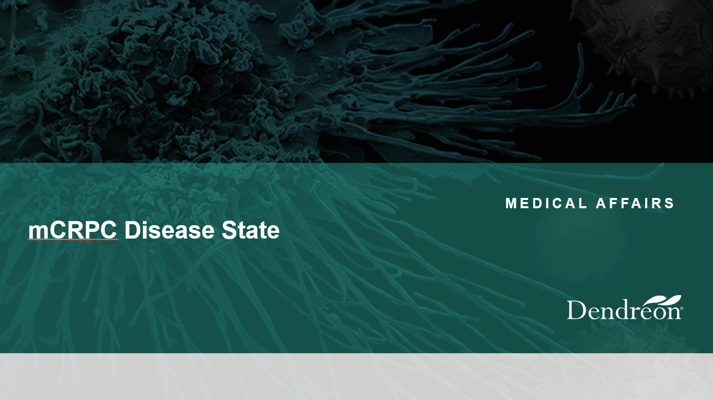 Image of proprietary recombinant protein with Dendreon logo – advanced prostate cancer and mCRPC